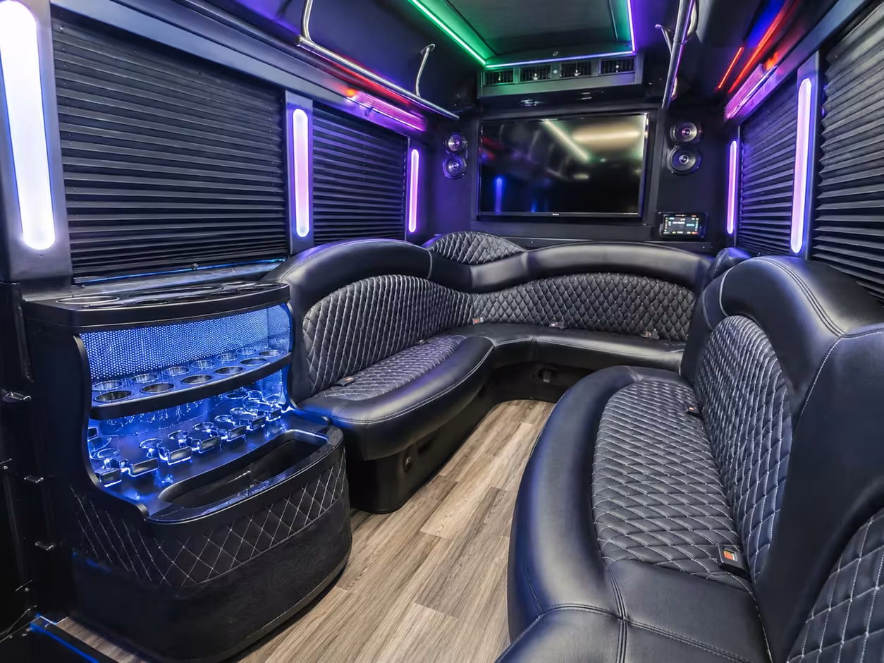 15 passenger party bus inside